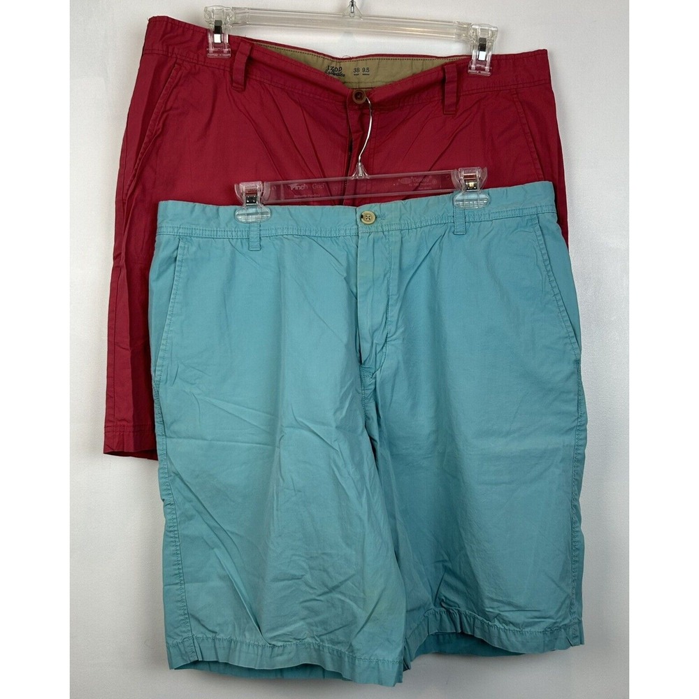Izod Saltwater Shorts Men 38 Flat Front Lightweight Pockets Lot of 2 Casual Flaw